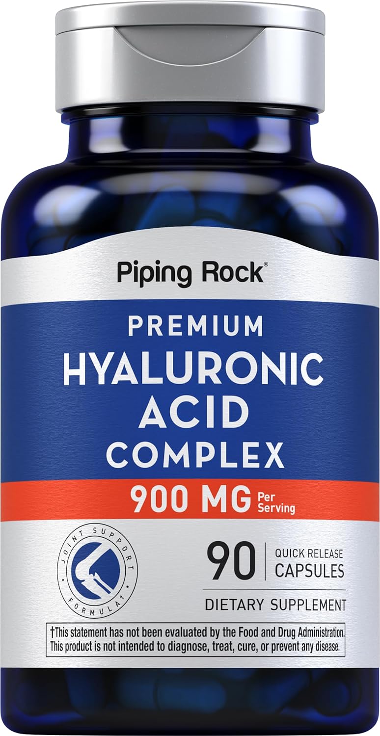 Piping Rock Hyaluronic Acid Supplement 900mg | 90 Capsules | Complex with MSM | Non-GMO, Gluten Free