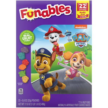 Funables Fruit Snacks, Paw Patrol Fruit Flavored Snacks, 0.8 Ounce Pouches (22 Count)