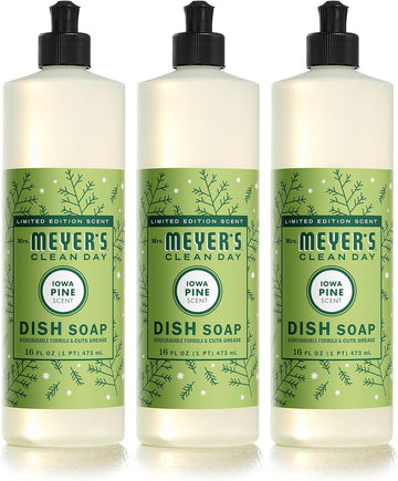 MRS. MEYER'S CLEAN DAY Liquid Dish Soap, Biodegradable Formula, Limited Edition Iowa Pine, 16 fl. oz - Pack of 3