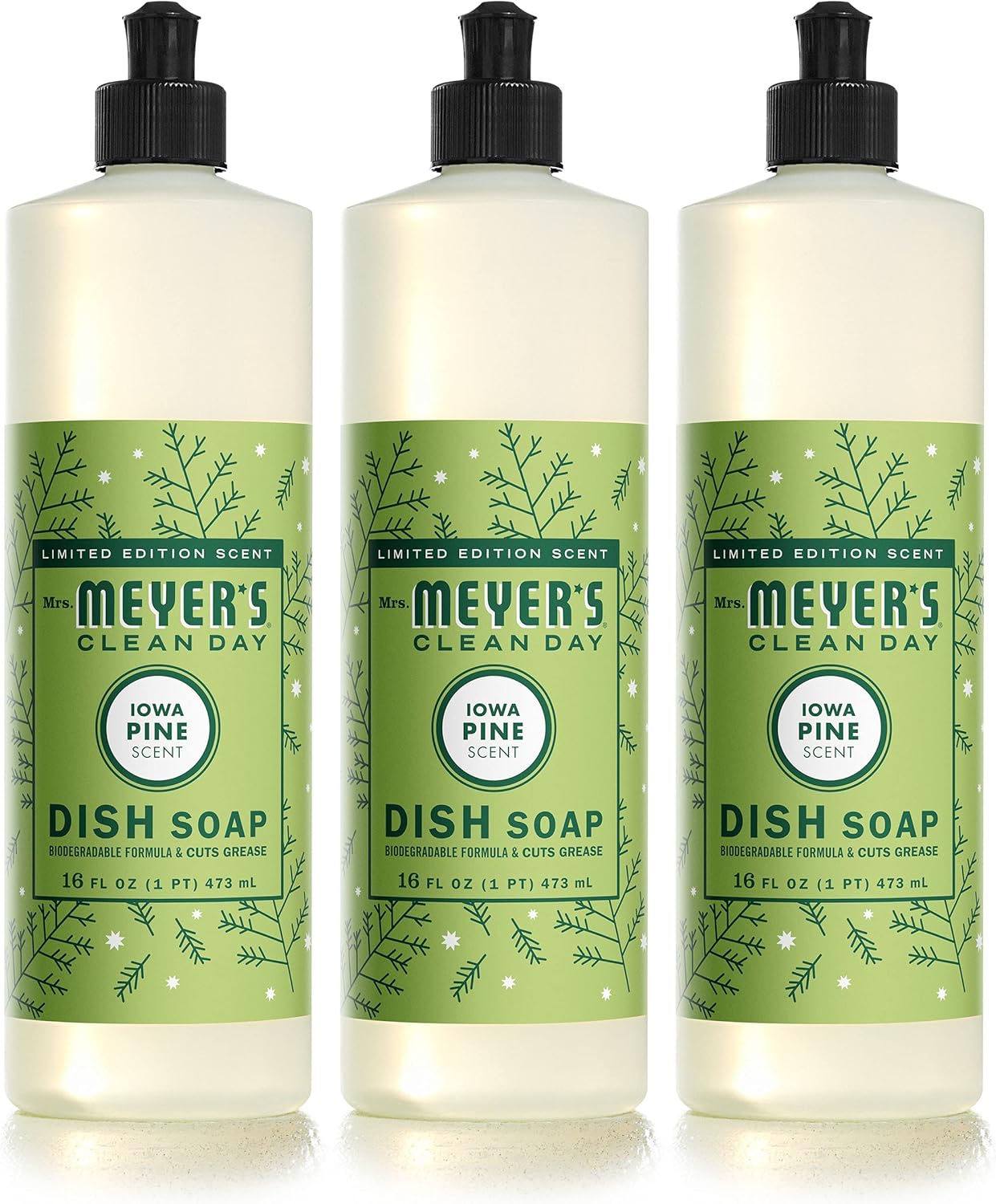 Mrs. Meyer'S Clean Day Liquid Dish Soap, Biodegradable Formula, Limited Edition Iowa Pine, 16 Fl. Oz - Pack Of 3