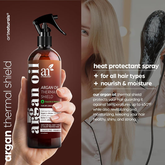 Artnaturals Thermal Hair Protector Spray - (8 Fl Oz / 236Ml) - Heat Protectant Spray Against Flat Iron Heat - Argan Oil Preventing Damage, Breakage And Split Ends - Sulfate Free (Anha-0801)