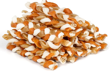 Mon2Sun Dog Treats, 5 Inch Chicken And Rawhide Braids, Braided Rawhide Sticks Dog Chew Treats For Small Dogs, Teeth Cleaning And Long Lasting Dog Snacks, 13.23Oz (25 Count-Pack Of 1)