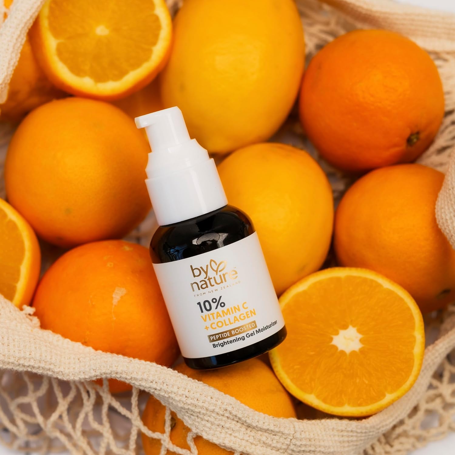 By Nature Gel Face Moisturizer - 10% Vitamin C + Collagen Peptide Brightening Moisturizer For Face And Neck - Energize And Hydrate Dull Skin + Fade Dark Spots - Dry Skin Face Moisturizer Gel : Beauty & Personal Care