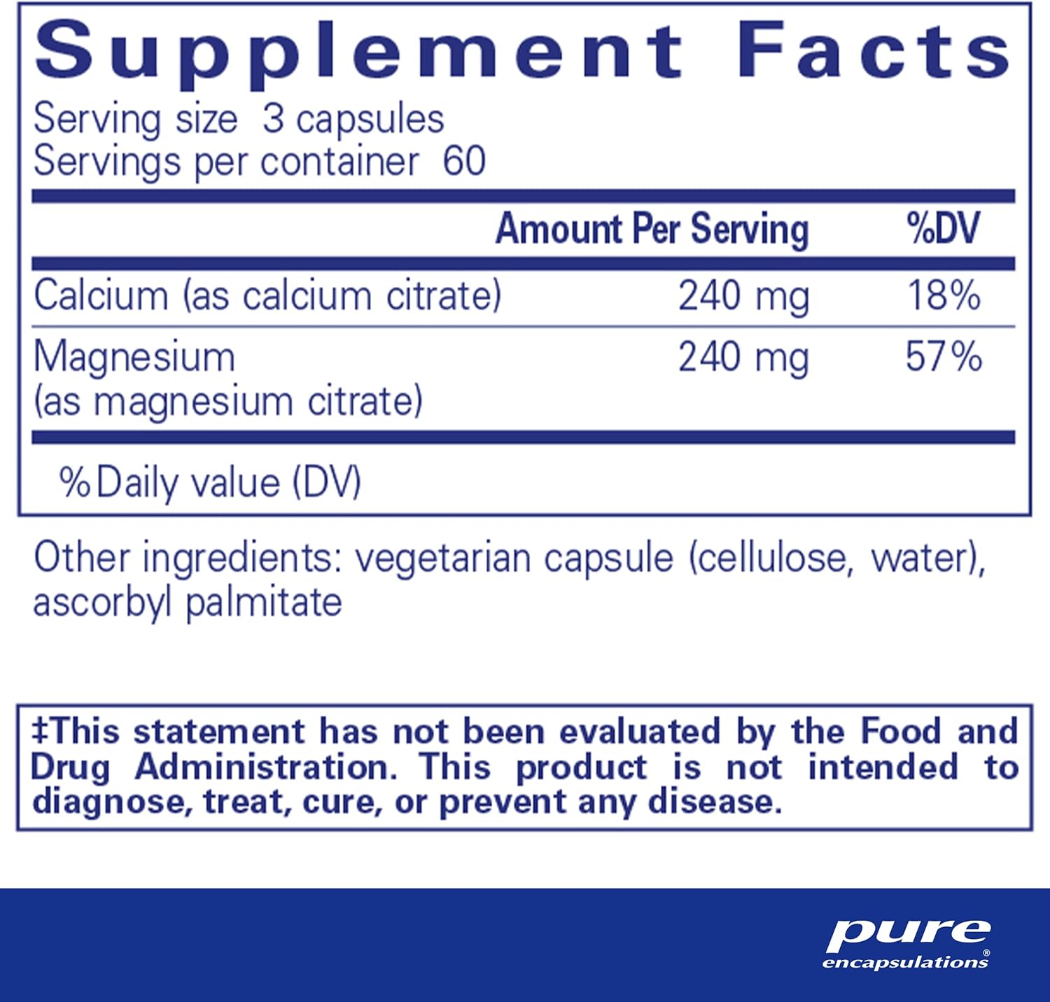 Pure Encapsulations Calcium Magnesium (Citrate) | Supplement for Bone Strength, Muscle Cramp and Tension Relief, Teeth, and Cardiovascular Health* | 180 Capsules