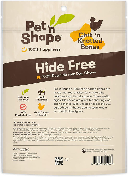 Pet 'N Shape Hide Free Chik 'N Knot Bones, 6 Count 9.28 Oz - Rawhide Free Dog Treats - No Hide Alternative Chew Treat For All Life Stages