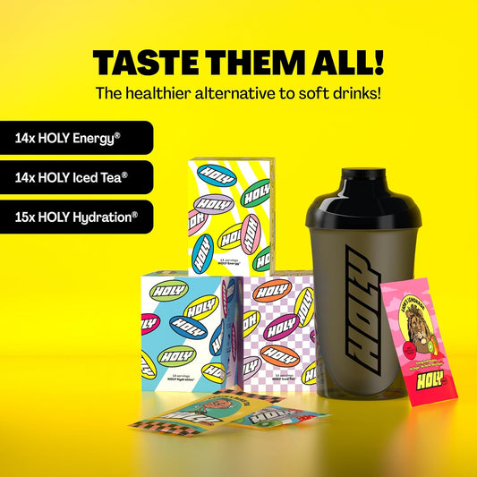 Holy Iced Tea Starter Set - Sugar-Free Iced Tea | 2X7 Portions With Natural Fruity Flavour | With Antioxidants & Superfoods | Vegan, Real Tea-Based, 100% Natural Fruit Flavours