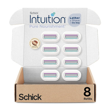 Schick Intuition Refill, Pure Nourishment Razors For Women | Intuition Razor Blades Refill With Organic Cocoa Butter, 8 Count Razor Refills