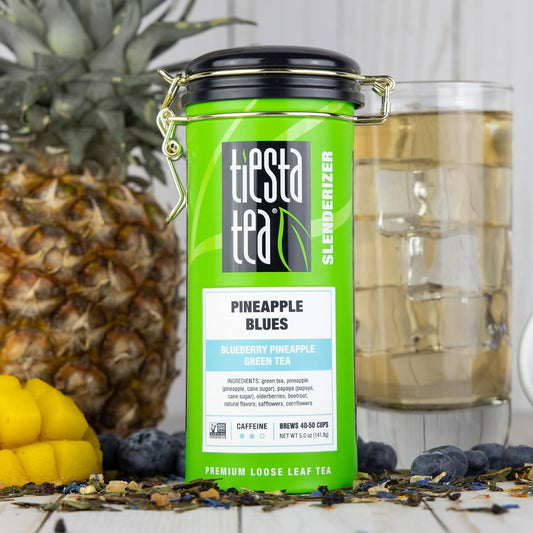 Tiesta Tea - Pineapple Blues, Blueberry Pineapple Green Tea, Loose Leaf, Up To 50 Cups, Make Hot Or Iced, Medium Caffeine, 5 Ounce Refillable Tin