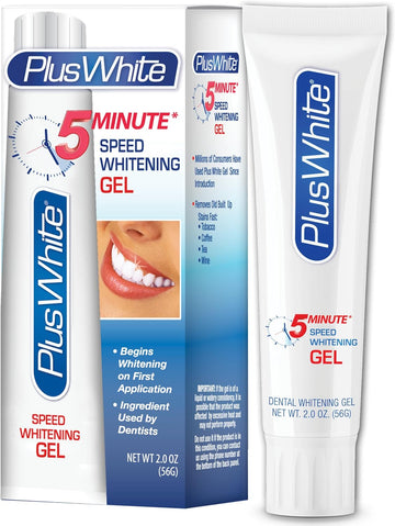 Plus White Speed Whitening Gel - 5 Minute Results - Professional At Home Teeth Whitening W/Dentist Approved Ingredient & Tooth Stain Remover (2 Oz)