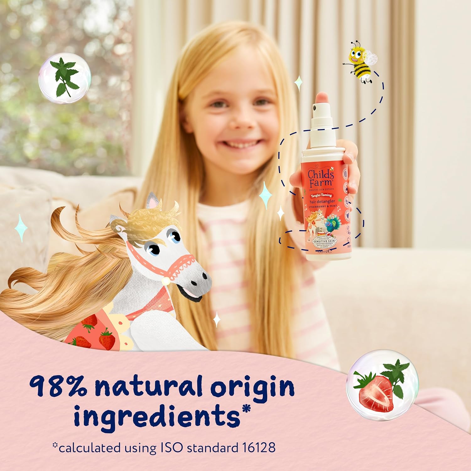 Childs Farm Tangle Taming Hair Detangler Spray, Heat Styling Protector, Strawberry and Mint, Children, Kids, 100ml : Amazon.co.uk: Beauty