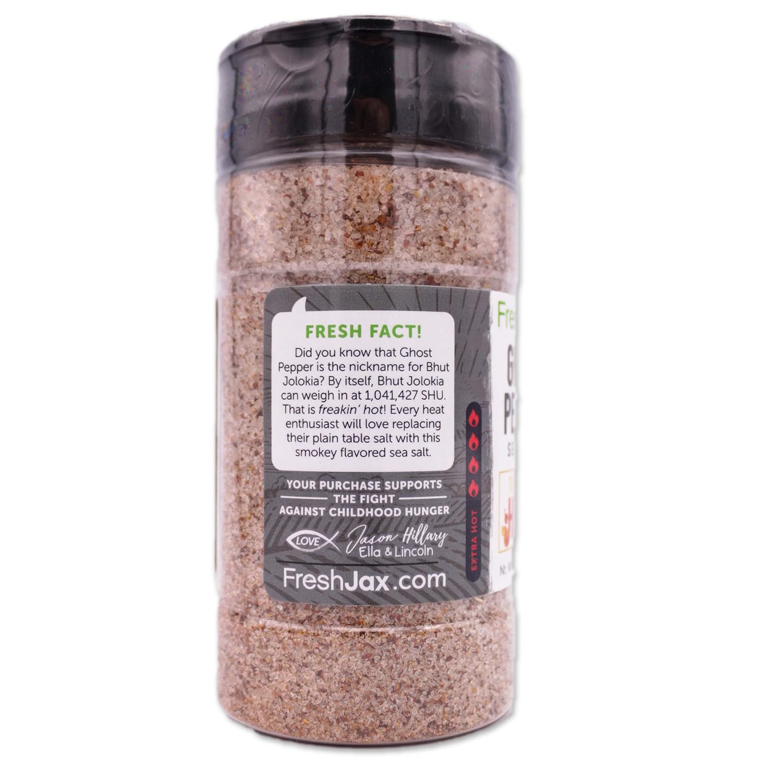 FreshJax Spices and Seasonings | Ghost Pepper Fiery Hot Sea Salt (10.8 oz Large Bottle) Ghost Pepper Salt Handcrafted in Jacksonville : Grocery & Gourmet Food