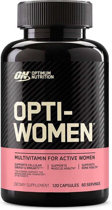 Optimum Nutrition Opti-Women, Vitamin C, Zinc And Vitamin D For Immune Support Womens Daily Multivitamin Supplement With Iron, Capsules, 120 Count