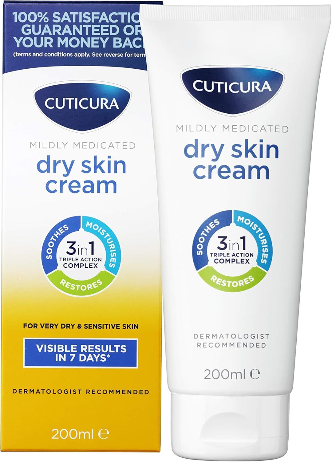 Cuticura Mildly Medicated Dry Skin Cream Ml Advanced Moisturising Lotion For Very Dry And Sensitive Skin Suitable For Hands Feet And Body, Aloe Vera, 200 Millilitre