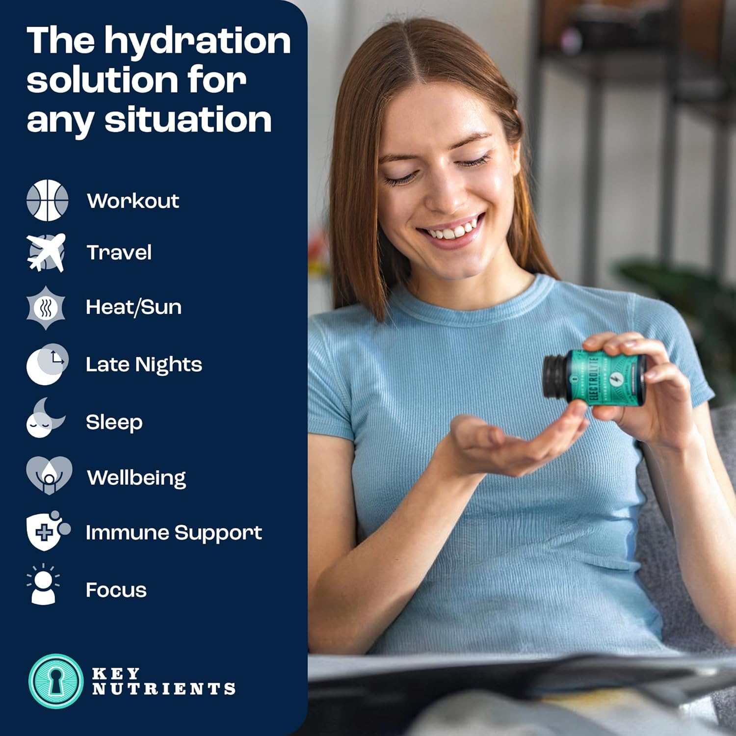 Key Nutrients Electrolyte Tablets, 200 Capsules, Salt Tablets For Dehydration, Fasting Electrolytes Tablets - Salt Pills With Electrolytes, No Sugar, Gluten Free Hydration Tablets Made In Usa : Health & Household