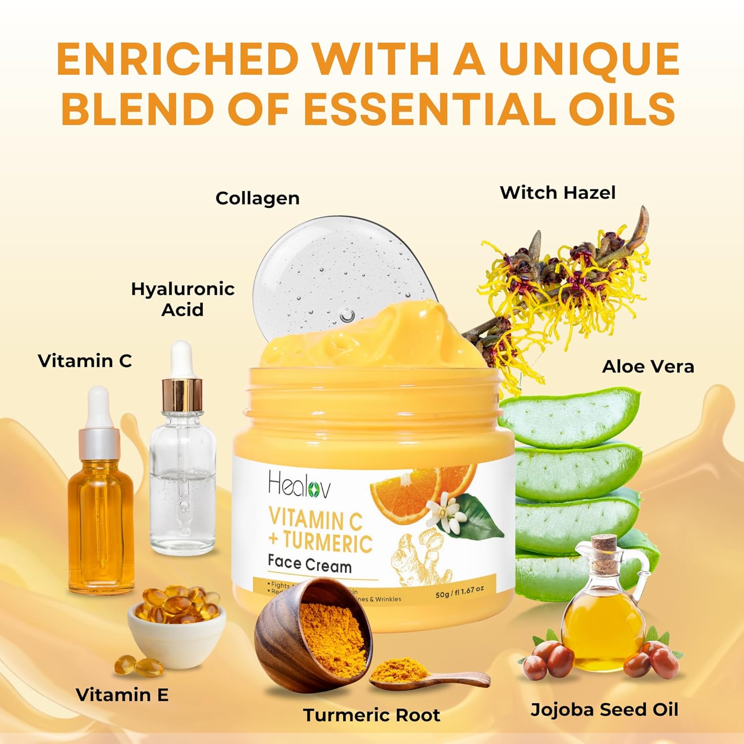 Healov Turmeric Face Cream For Dark Spots – Natural Turmeric Skin Brightening Lotion For Face & Body – Cleanse Skin, Fight Acne, Even Tone, Clear Scars, Sun Damage, & Hyperpigmentation – 50G / 1.67Oz : Beauty & Personal Care