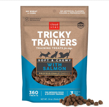 Cloud Star Tricky Trainers Soft & Chewy Dog Training Treats 14 Oz Pouch, Salmon Flavor, Low Calorie Behavior Aid With 360 Treats