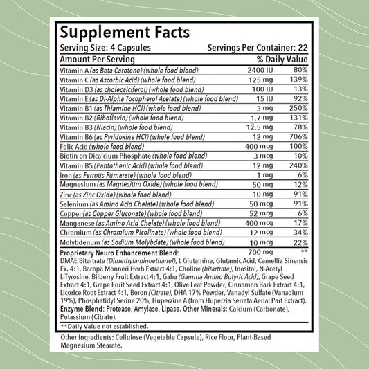 Optimal Health Systems Brain | Most Comprehensive Nootropic + Enzyme Delivery | 700 Mg Scientific Neuroenhancment Blend | Boost Mood, Memory & Focus | 90 Capsules