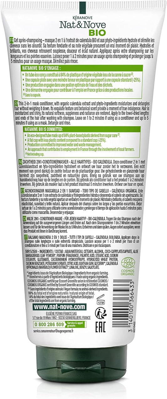 Kéranove Naturanove Bio - Certified Organic Calendula Gentle Conditioner For All Hair Types - 200 Ml - Pack Of 3