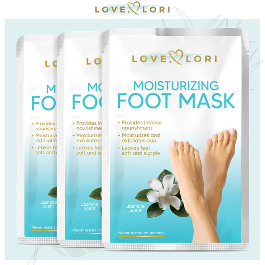 Love Lori, Foot Moisturizer Socks (3 Pack) - Foot Mask Moisturizing For Dry Cracked Feet & Heel - Feet Mask For Baby Feet - Foot Care For Women - Self Care Spa Gifts For Women