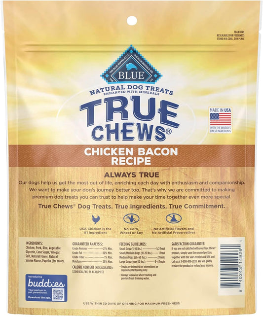 Blue Buffalo True Chews Premium Natural Dog Treats, Chicken and Bacon 12 oz bag