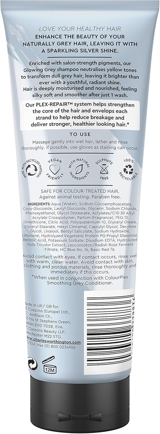 Charles Worthington Colourplex Smoothing Grey Conditioner, Toning For Grey Hair, Purple Toner For Women, Salon Conditioner For Grey Hair, 250 Ml