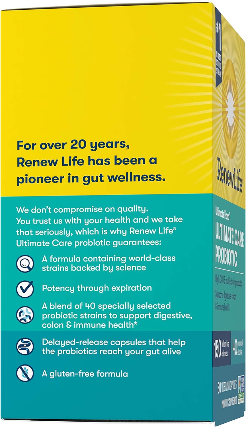 Renew Life Ultimate Flora Adult Ultimate Care Probiotic, 150 Billion, 30 Caps (Package May Vary) : Health & Household