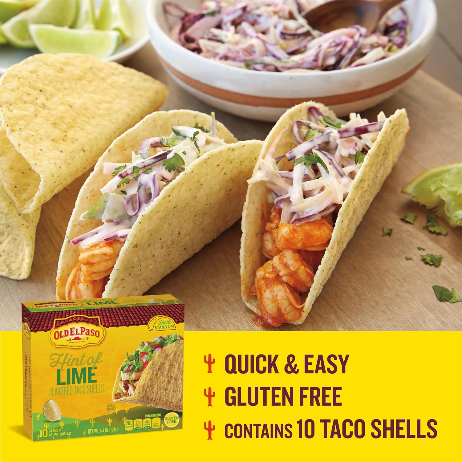 Old El Paso Stand 'N Stuff Taco Shells With a Hint Of Lime, 10-count (Pack of 6)