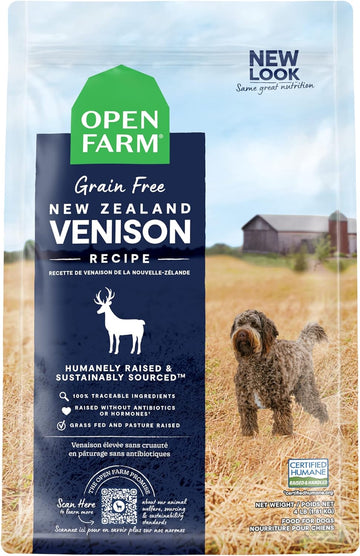 Open Farm New Zealand Venison Grain-Free Dry Dog Food, 100% Humanely Raised High-Protein Recipe with Non-GMO Superfoods and No Artificial Flavors or Preservatives, 11 lbs