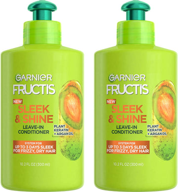 Garnier Fructis Sleek & Shine Intensely Smooth Leave-In Conditioning Cream, 10.2 Ounce (Pack Of 2)