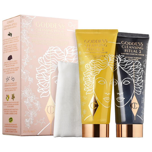 Charlotte Tilbury Goddess Cleansing Ritual. Two-Step Cleansing Ritual With A Citrus-Based Makeup Remover Followed By A Bamboo Charcoal-Based Purifying Cleanser. 75Ml/ 2.5 Oz. Each : Beauty & Personal Care
