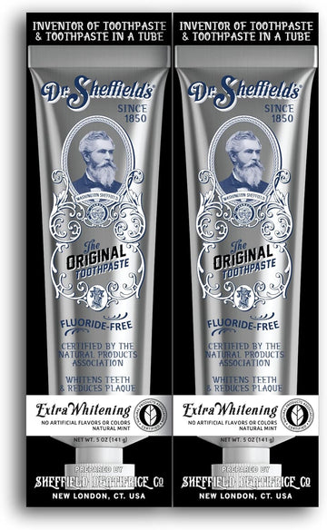 Dr. Sheffield’s Certified Natural Toothpaste (Extra-Whitening) - Great Tasting, Fluoride Free Toothpaste/Freshen Your Breath, Whiten Your Teeth, Reduce Plaque (2-Pack)