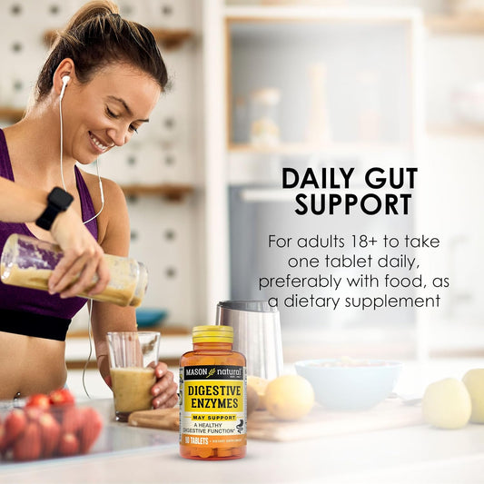 Mason Natural Digestive Enzymes With Prebiotics & Probiotics, Supports Digestive Health & Gut Balance, 90 Tablets