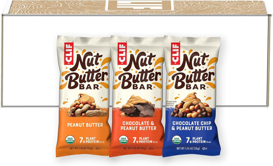 Clif Nut Butter Bar Variety & Chocolate Chip Peanut Butter Packs - Non-Gmo Organic Plant-Based Protein Bars - 1.76 Oz. (12 & 5 Count)