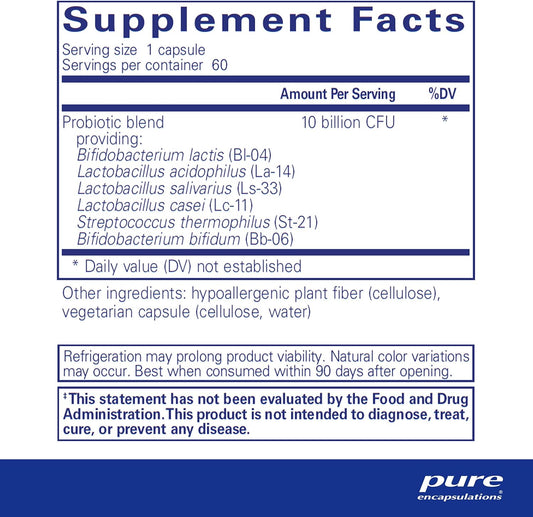 Pure Encapsulations Probiotic G.I. - Shelf Stable Probiotic For Intestinal Health & Gastrointestinal Support - With Lactobacillus & Bifidobacterium Probiotic - 60 Capsules