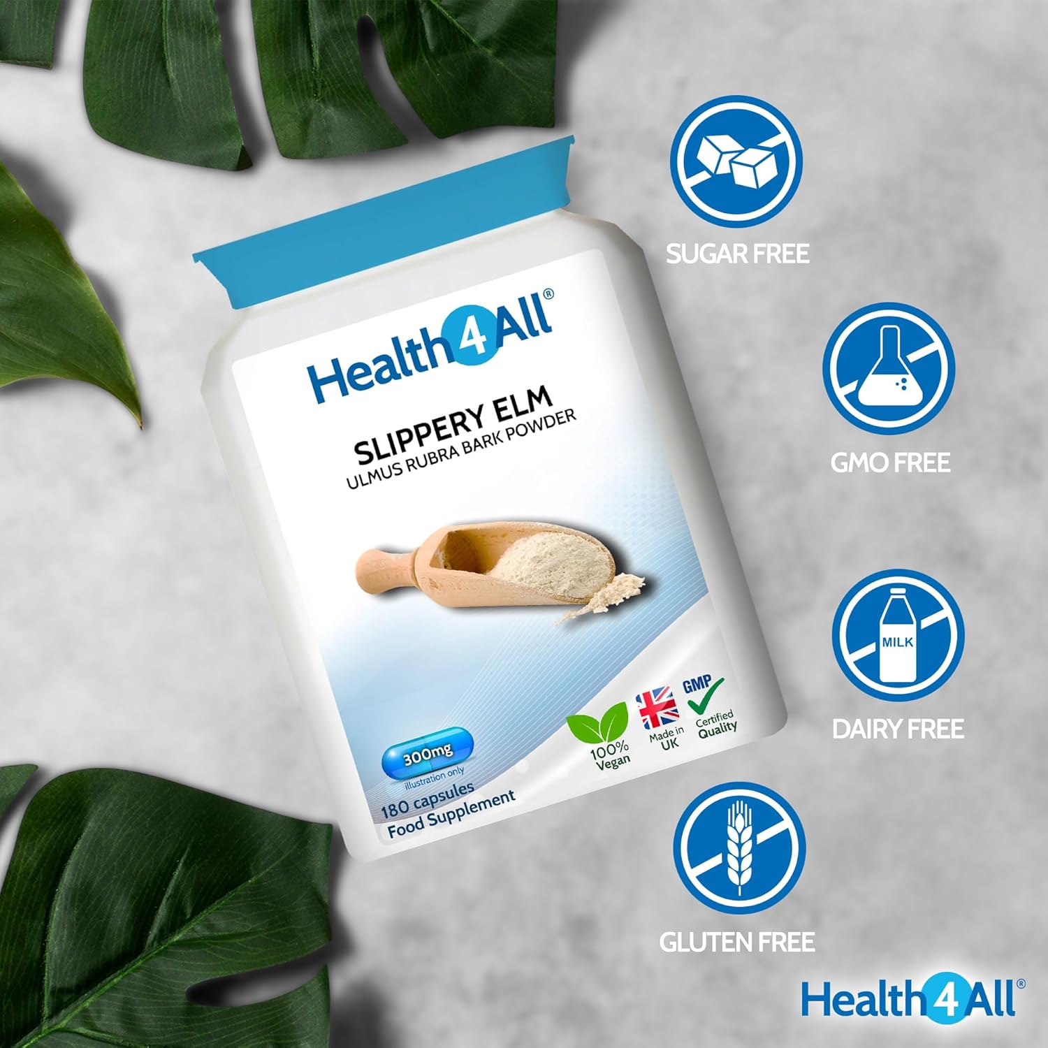 Health4All Slippery Elm 300mg 180 Capsules, Digestive Health & Acid Reflux Support. Vegan Digestive Support Supplement, Slippery Elm Inner Bark Powder, Stomach Soothe, Gluten Free | Made in UK : Amazon.co.uk: Health & Personal Care
