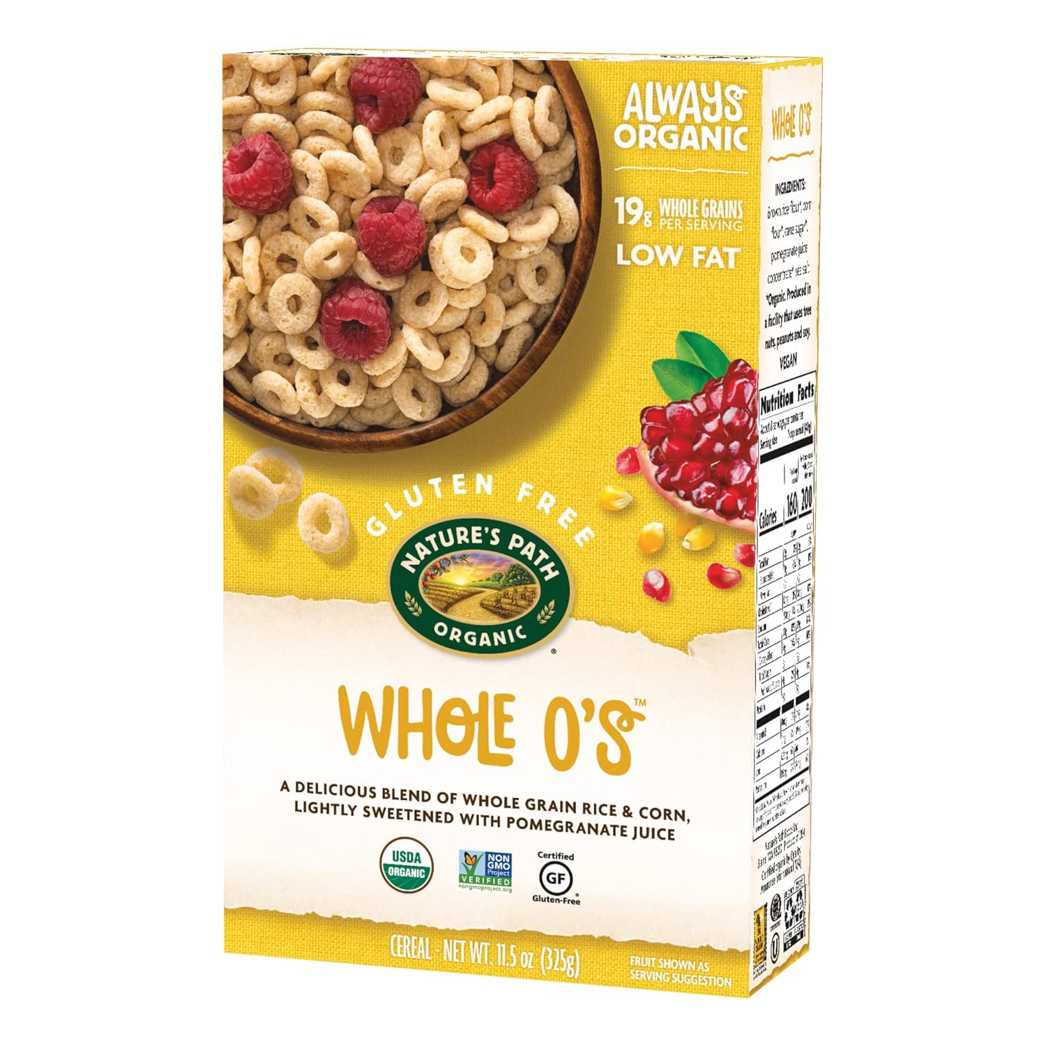 Nature's Path Organic Gluten Free Whole O's Cereal, 11.5 Ounce, Non-GMO, 19g Whole Grains, Low Fat