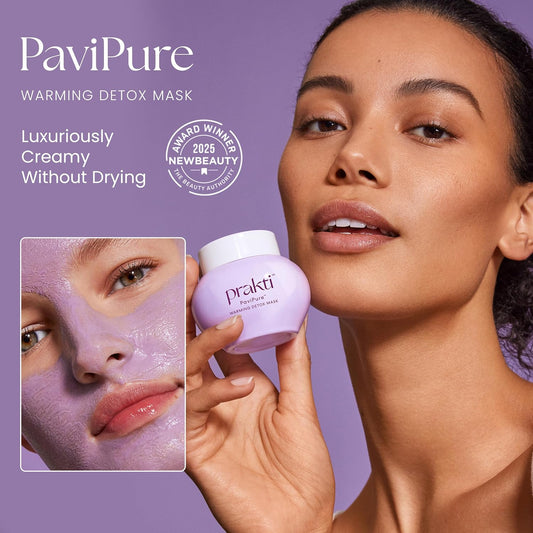 Prakti Pavipure Warming Detox Mask, Clears & Minimizes Pores, Smooths & Hydrates With Natural Ahas, 1.8 Fl Oz