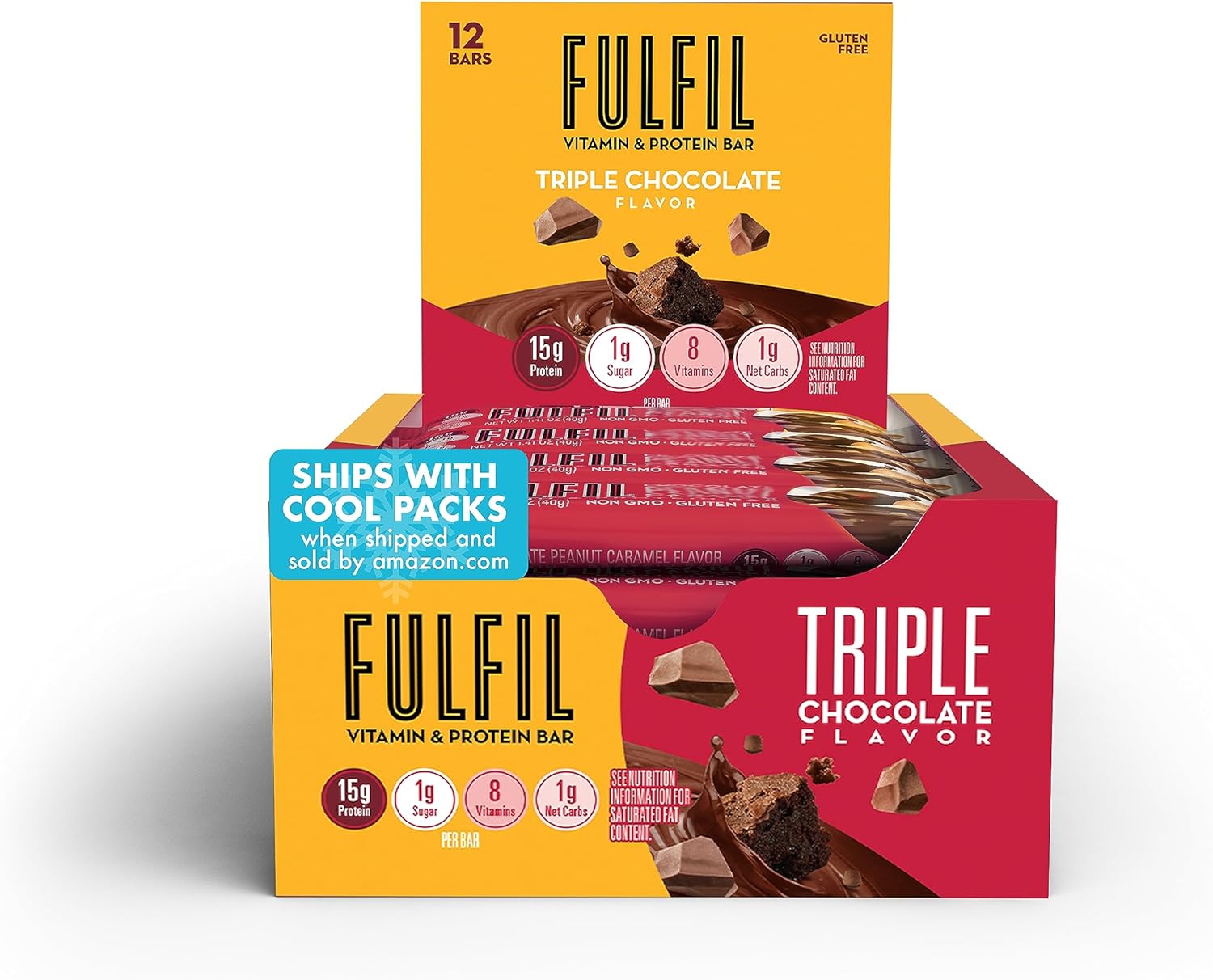 Fulfil Protein Snack Bars, Triple Chocolate, 15G Protein, 12 Count