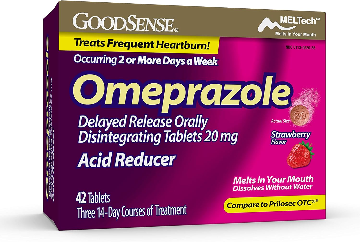 Goodsense Omeprazole Delayed Release Orally Disintegrating Tablets, 20 Mg, Acid Reducer, Strawberry Flavor, 42 Tablets