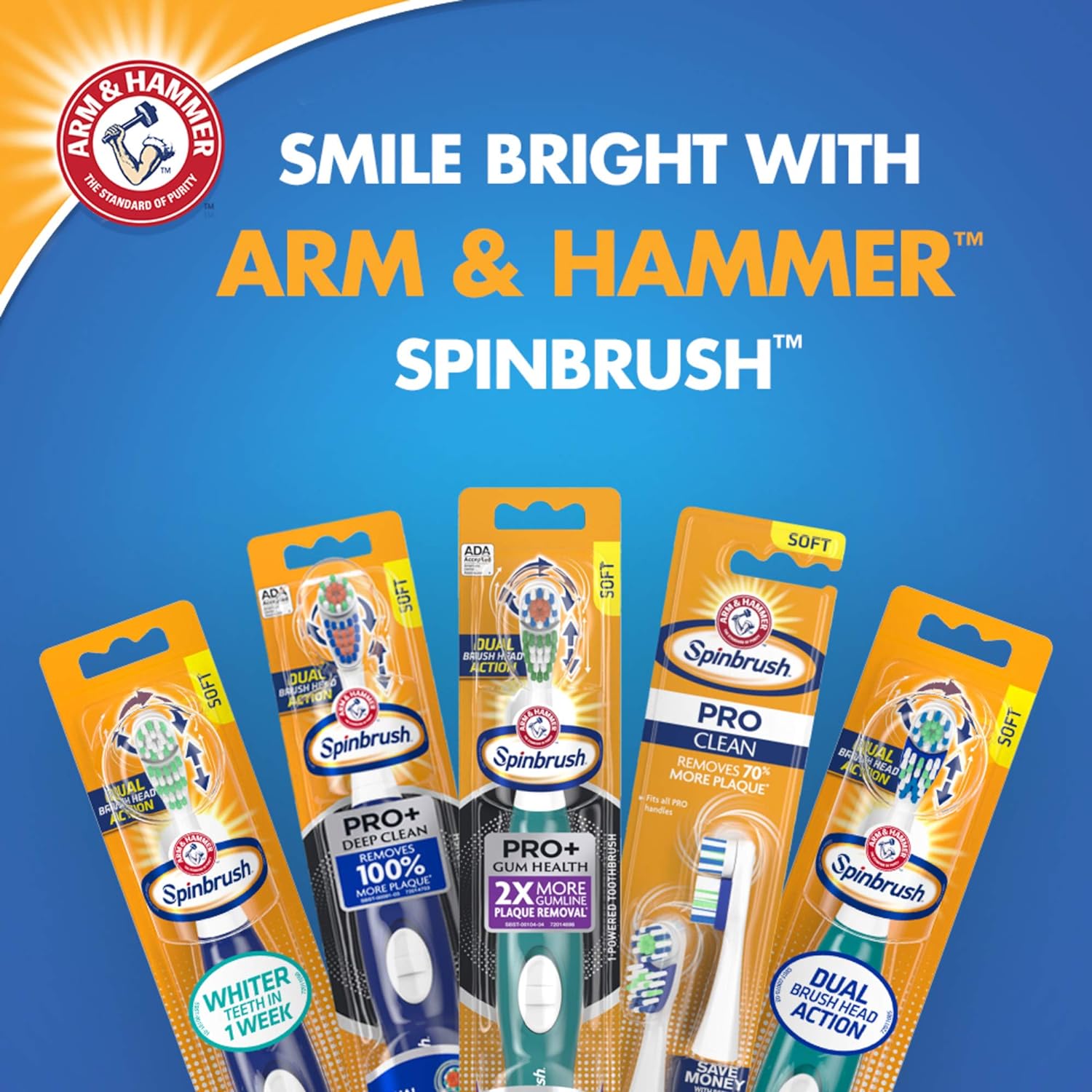 Arm & Hammer Spinbrush PRO+ Gum Health Powered Toothbrush, 1 count : Everything Else