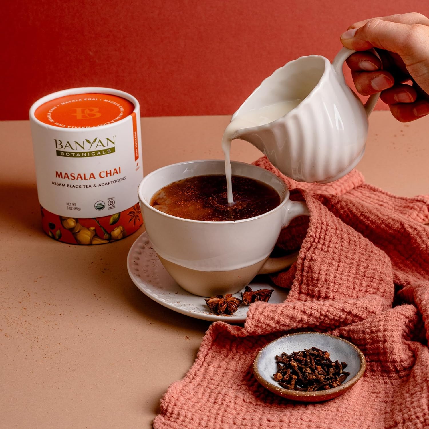 Banyan Botanicals Masala Chai - Organic Chai With Assam Black Tea & Adaptogenic Herbs - Moderately Caffeinated For Balanced Energy - 3 Oz, 42 Servings - Fair For Life, Non-Gmo, Vegan