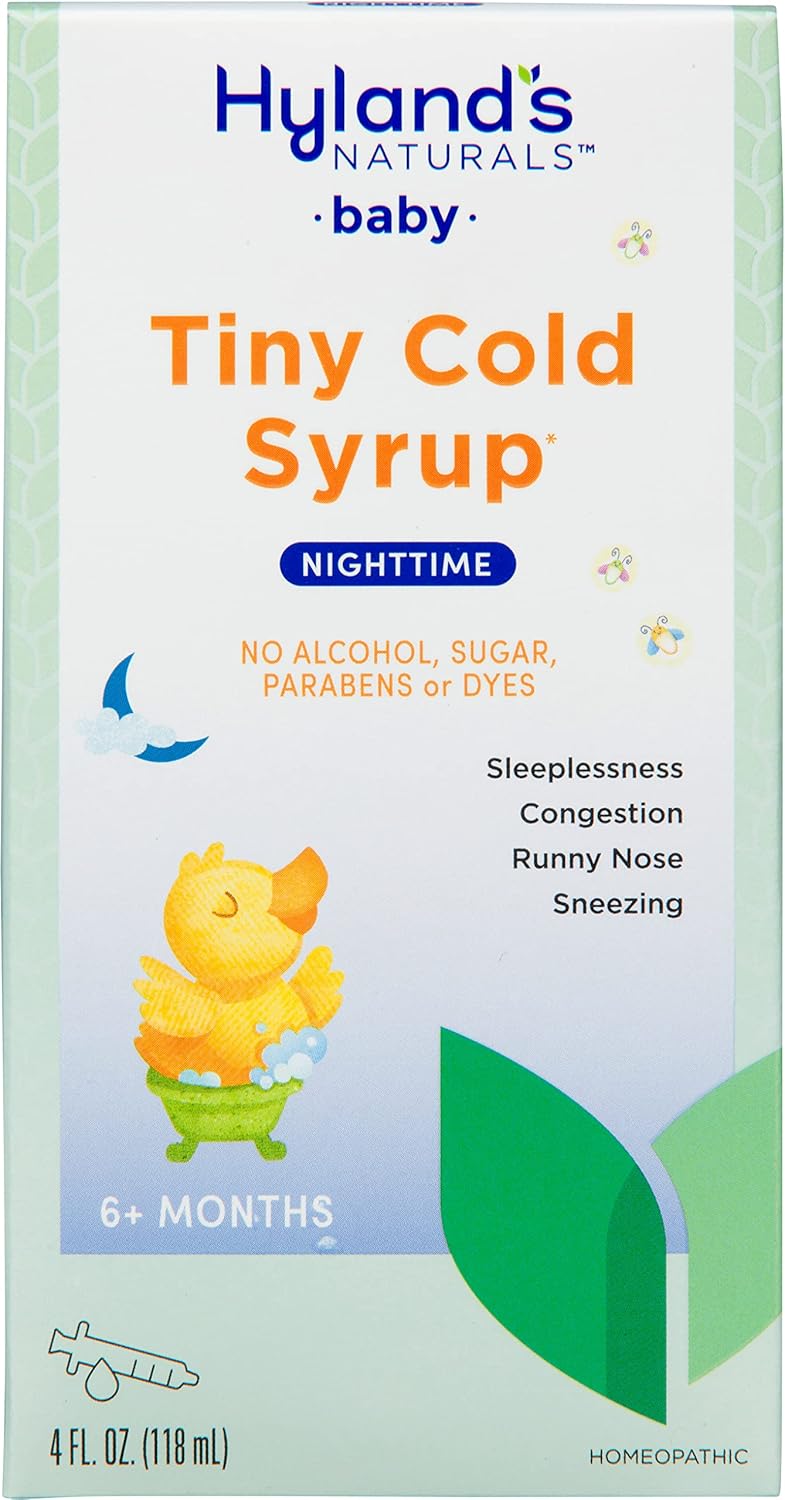 Hyland'S Naturals Baby Tiny Cold Syrup, Nighttime Pm, Natural Relief Of Sneezing, Runny Nose, Congestion & Sleeplessness, 4 Ounce