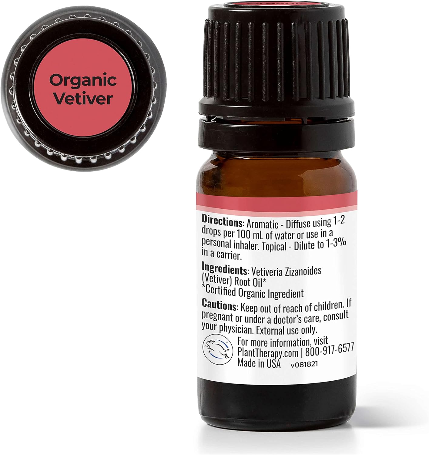 Plant Therapy Vetiver Organic Essential Oil 5 mL (1/6 oz) Pure, Undiluted, Therapeutic Grade : Everything Else