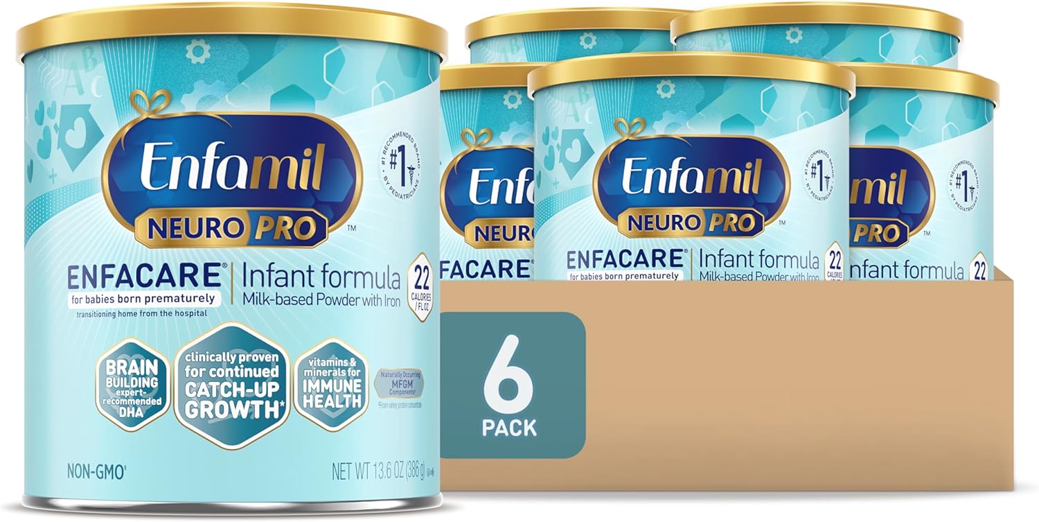 Enfamil NeuroPro EnfaCare High Cal Premature Baby Formula Milk-Based with Iron, Brain-Building DHA, Vitamins & Minerals for Immune Health, 13.6 Ounce (Pack of 6)