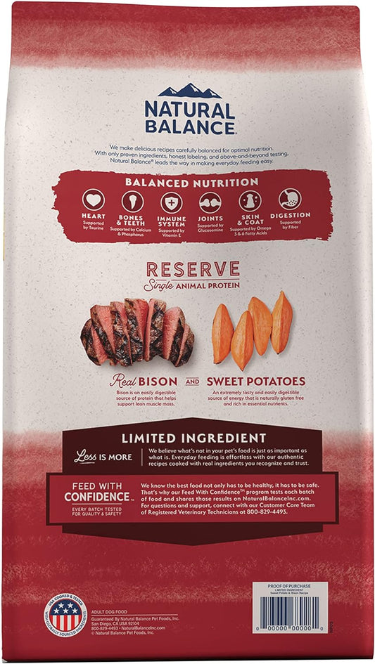 Natural Balance Limited Ingredient Adult Grain-Free Dry Dog Food, Reserve Sweet Potato & Bison Recipe, 4 Pound (Pack Of 1)