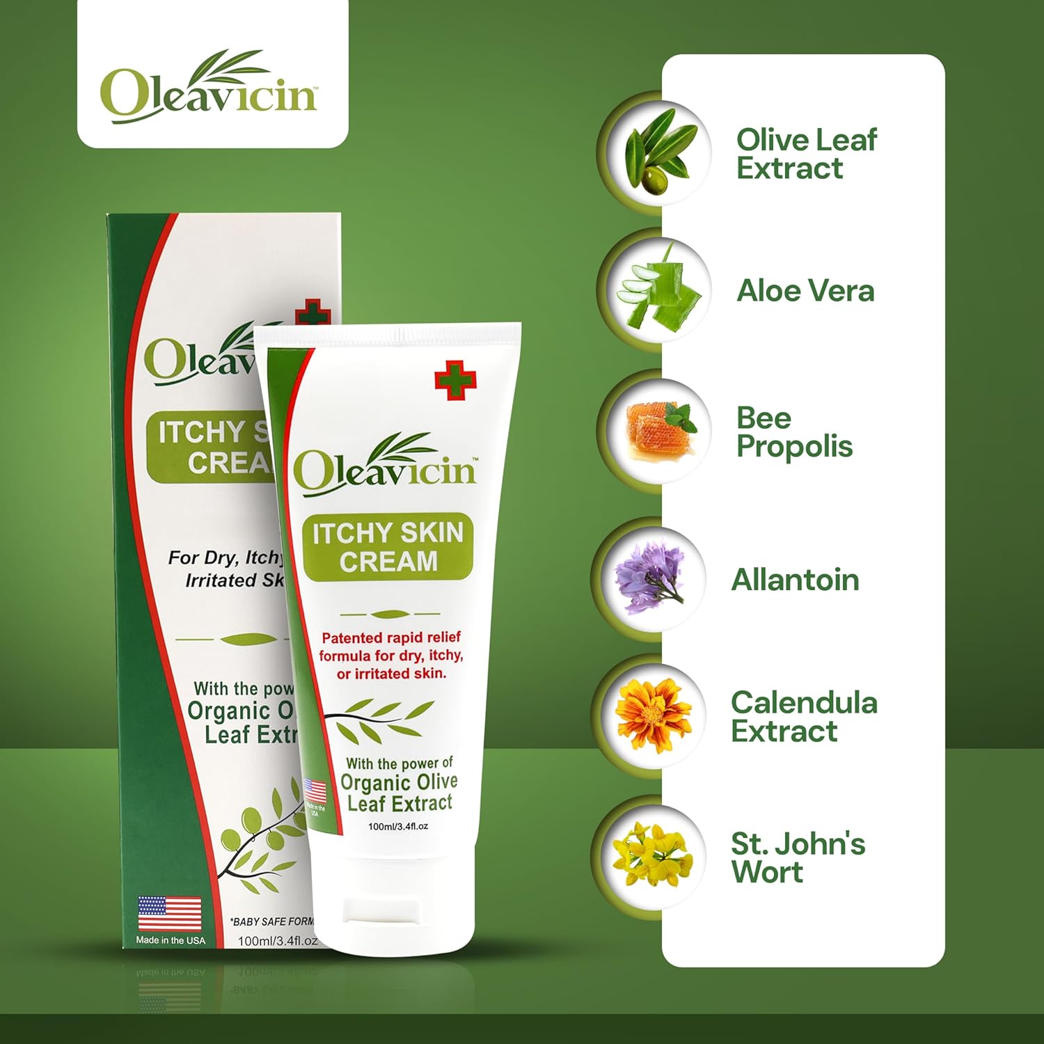 Oleavicin Organic Extra Strength Anti-Itch Cream For Dry, Itchy Skin Relief – Natural Fungal & Rash Treatment With Olive Leaf Extract – Fast-Acting, Long-Lasting Itch Relief : Beauty & Personal Care
