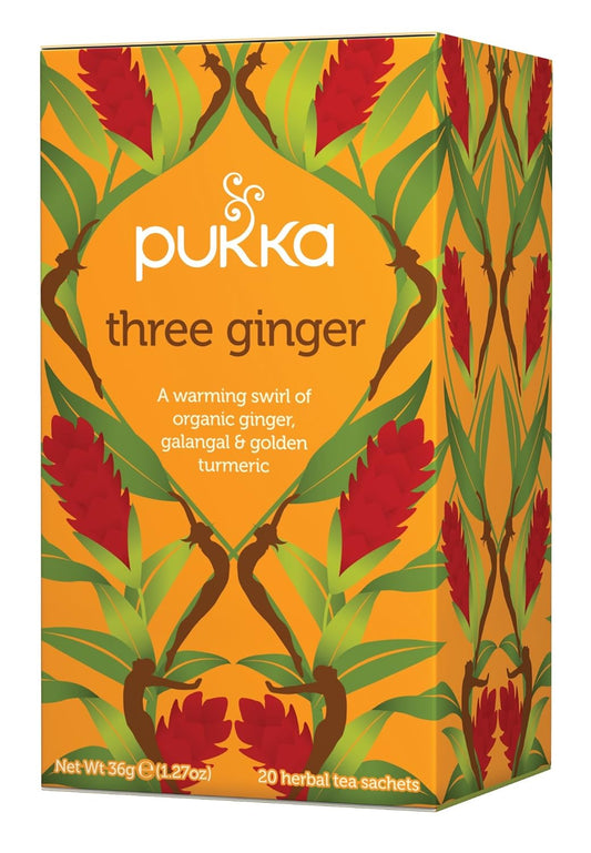 Pukka Organic Tea Bags, Three Ginger Herbal Tea With Turmeric & Galangal, Perfect For Soothing Warmth, 20 Count (Pack Of 6) 120 Tea Bags