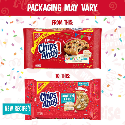 Chips Ahoy! Chewy Confetti Cake Chocolate Chip Cookies With Rainbow Sprinkles, Birthday Cookies, Family Size, 14.38 Oz