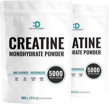 2 Pack Creatine Monohydrate Powder 600 Grams (21.2Oz), Unflavored | Pure | Micronized Creatine Powder, 5000Mg Per Serving, 4 Month Supply, Vegan | Keto, Non-Gmo, No Filler, No Additives - 120 Servings