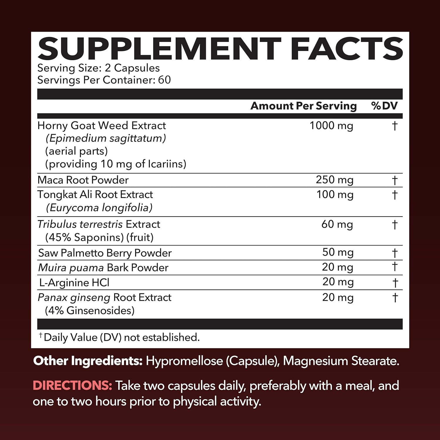 Horny Goat Weed for Men and Women | Extra Strength Performance Support with Maca Root Extract & Tongkat Ali & Muira Puama | Power, Performance and Energy Support | 2 Months Supply Herbal Supplement : Health & Household